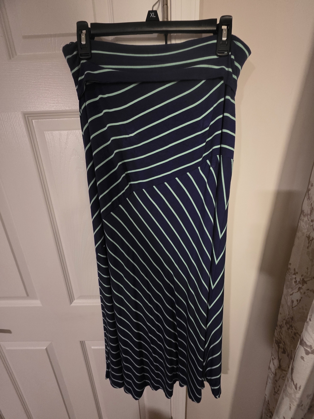 Design History Navy with Mint Striped Maxi Skirt